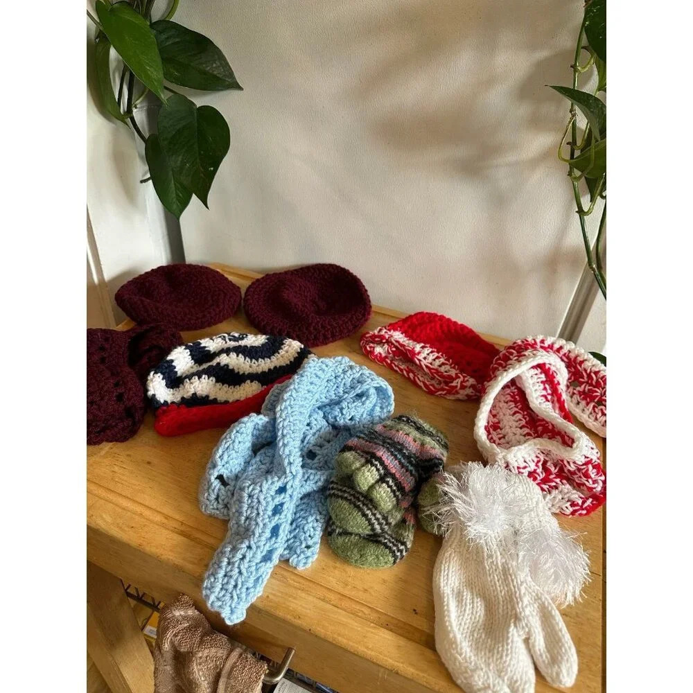 9 piece hand knit Youth accessories